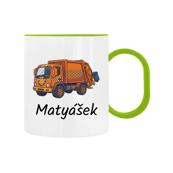 Plastic children's mug Garbage Truck for Kindergarten with the name