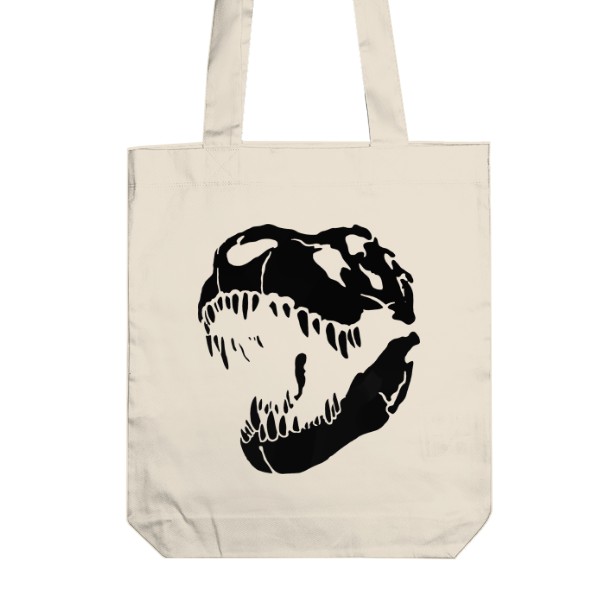 Taška z bio bavlny s potiskem Trix the T-Rex - Lebka - černý