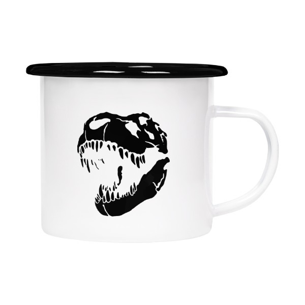 Plecháček - smaltový lem s potiskem Trix the T-Rex - Lebka - černý