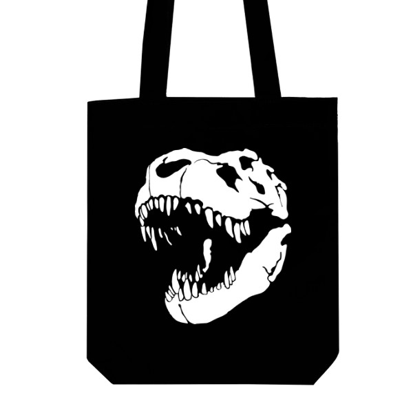 Taška z bio bavlny s potiskem Trix the T-Rex - Lebka - Bílý